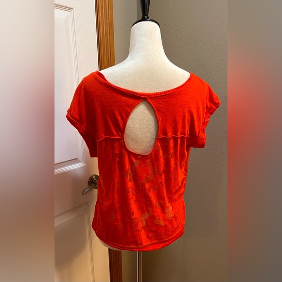 Free People Red Floral Tee - Picture 4 of 5